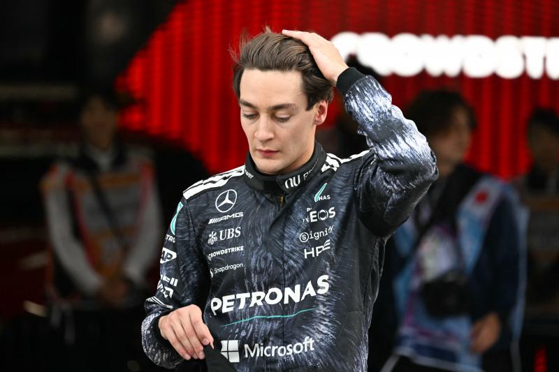 <p>Mercedes-Pilot George Russell in Aktion</p>