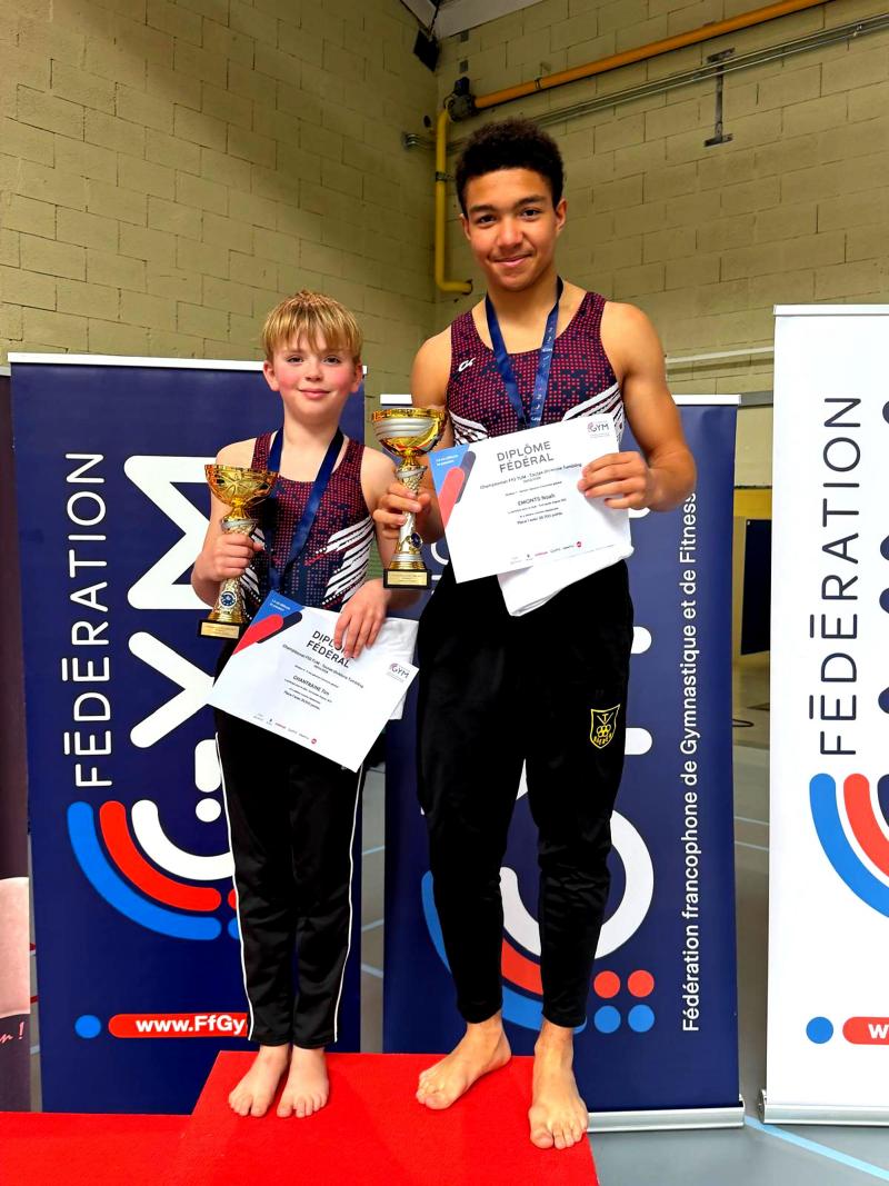 <p>FfG Meister Tim Chantraine der Division 2-11 Jahre (l.) und Noah Emonts Division 1 Senior vom TV Raeren haben sich für die Belgische Meisterscshaft qualifiziert.</p>