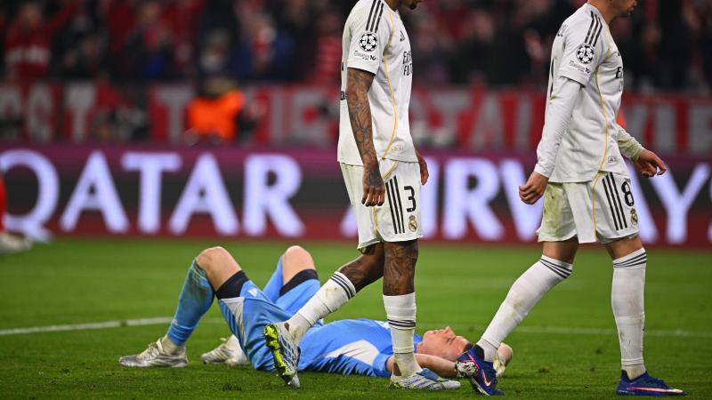 <p>Torwart Andriy Lunin (Real Madrid) nach der Niederlage gegen den FC Bayern München.</p>