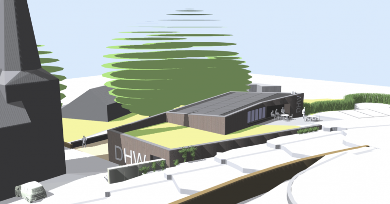 <p>Das neue Dorfhaus wird an der Stelle errichtet, an der sich bislang das Pfarrheim befindet, und wurde architektonisch harmonisch in die bestehende Landschaft eingebettet.</p>