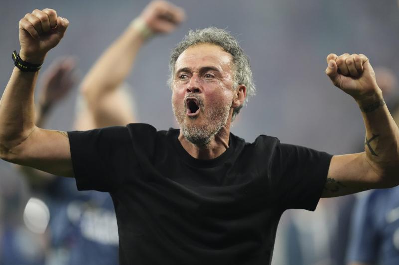<p>PSG-Trainer Luis Enrique jubelt nach dem erfolgreichen Titelgewinn in der Champions League.</p>