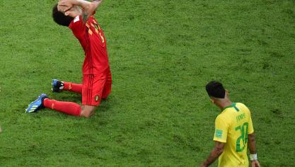<p>Axel Witsel kann es nicht glauben. Gerade hat Belgien Brasilien bei der WM geschlagen.</p>