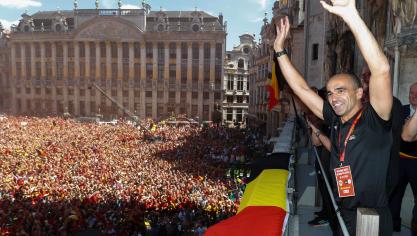 <p>Roberto Martinez beim Empfang auf der Grand Place in Brüssel.</p>
