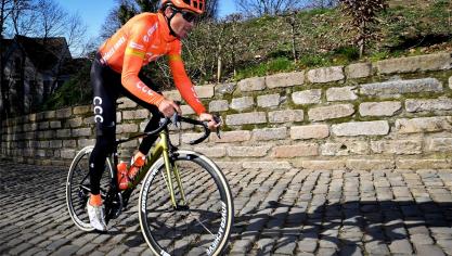 <p>Greg Van Avermaet erkundete am Dienstag den Parcours des „Omloop Het Nieuwsblad“.</p>