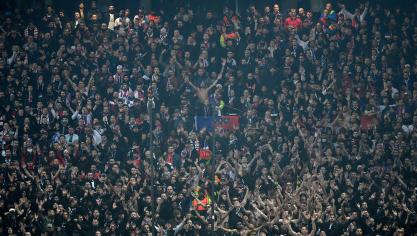 <p>Machten im Old Trafford ordentlich Radau: Die Fans von PSG.</p>