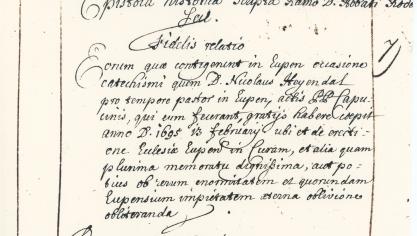 <p>Einleitung zum Bericht Heyendals über die Ereignisse in Eupen in den Jahren 1694-1697.</p>