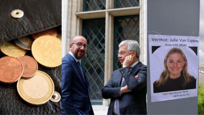 <p>Haben im Jahr 2019 für Schlagzeilen gesorgt: die Abschaffung der 1- und 2-Cent-Münzen, der MR-Politiker Charles Michel (Bildmitte, links) und der Tot von Julie Van Espen.</p>