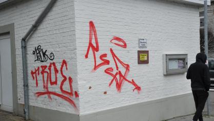 <p>Vandalismus: Rote Schmierereien in Lichtenbusch und Eynatten</p>
