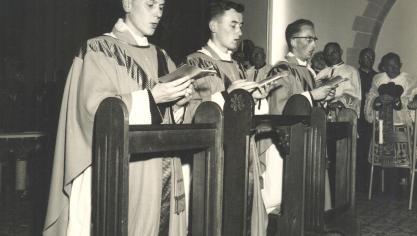 <p>Alfons Thunus wurde am 10. Juli 1960 gemeinsam mit Werner Greimers und Albert Backes in seiner Heimat-Pfarrkirche Bütgenbach zum Priester geweiht.</p>