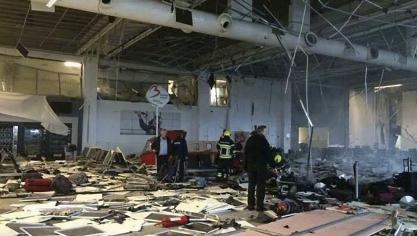 <p>Die völlig zerstörte Abflughalle, wo die Bomben gezündet wurden.</p>
