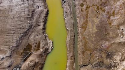 <p>Luftaufnahmen vom leeren See in Coo</p>
