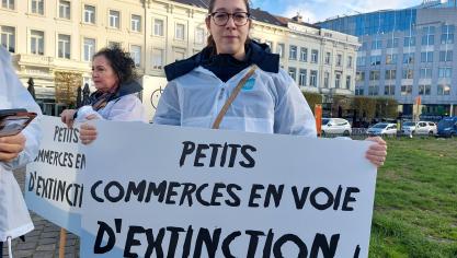 <p>Einzelhändler aus Lüttich demonstrierten in Brüssel für ihre Anliegen.</p>