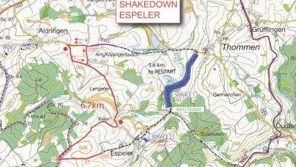 <p>Der Shakedown zur East Belgian Rally wird am Donnerstag auf einer 6,7 Kilometer langen Strecke zwischen Aldringen und Espeler ausgetragen.</p>