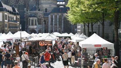 <p>Europamarkt am 6. und 7. September rund um Dom und Rathaus in Aachen</p>