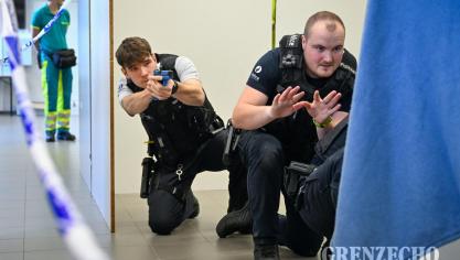 <p>Multidisziplinäre Übung der Eifelpolizei in Worriken</p>
