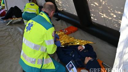 <p>Multidisziplinäre Übung der Eifelpolizei in Worriken</p>
