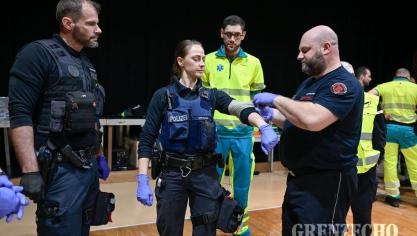<p>Multidisziplinäre Übung der Eifelpolizei in Worriken</p>
