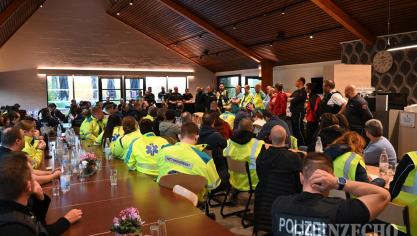 <p>Multidisziplinäre Übung der Eifelpolizei in Worriken</p>

