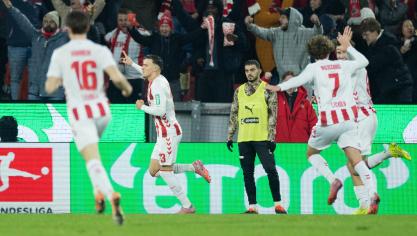 <p>Kölns Said El Mala (2.v.l.) freut sich über sein Tor zum 1:0.</p>