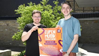 <p>Fiebern dem Eupen Musik Marathon 2026 am kommenden Wochenende entgegen: der scheidende Programmverantwortliche Nicolas Schumacher (l.) und sein designierter Nachfolger David Kisser (r.).</p>