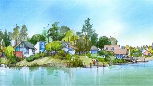 <p>Die Grafik lässt erahnen, wie das exklusive Erholungsparadies in Dilsen-Stokkem in Zukunft aussehen soll.</p>