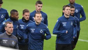 <p>Club Brügge (in der Mitte Kapitän Ruud Vormer) Mittwochabend beim Abschlusstraining in Salzburg.</p>