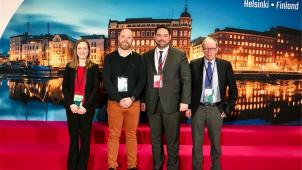 <p>Die ostbelgische Delegation in Helsinki: Harald Mollers (Zweiter von rechts), seine Kabinettschefin Michèle Pommé sowie die Gewerkschafter Frédéric Straet (CGSP) und Guido Reuter (CSC).</p>