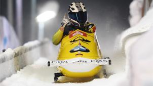 <p>Francesco Friedrich (vorne) gewann mit Deutschland den Viererbob-WM-Pokal.</p>