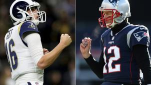 <p>Jared Goff (l.) und die  Los Angeles Rams treffen aus Tom Brady (r.) und die New England Patriots.</p>