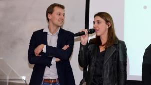 <p>Christine Mauel bei Bekanntgabe ihrer Kandidatur Ende Januar neben dem Ecolo-Politiker Matthieu Daele.</p>