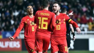 <p>Eden Hazard (r.) erzielte das 1:0 für Belgien.</p>