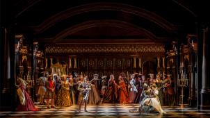 <p>Szenenbild einer Aufführung von Stefano Mazzonis Anna Bolena-Inszenierung an der Oper von Lausanne.</p>