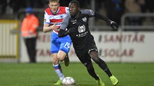 <p>Eric Ocansey brachte die AS Eupen in Sint-Truiden in Führung.</p>