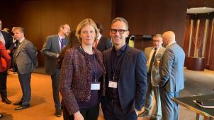 <p>Nathalie Klinkenberg von der WFG und Bernd Hugo von der Karl Hugo AG begleiteten das belgische Königspaar nach Südkorea.</p>