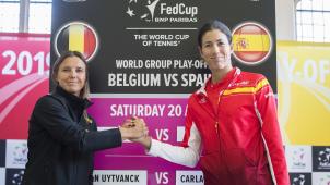 <p>Kirsten Flipkens trifft am Samstag in Kortrik auf die Spanierin Garbiñe Muguruza</p>