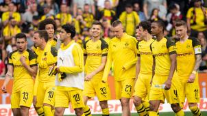 <p>Dortmunds Spieler feiern den Sieg.</p>