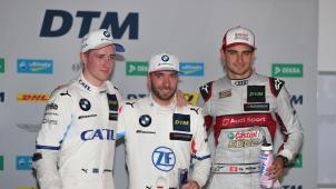 <p>Das Trio auf dem Podium in Zolder (v.l.): Joel Eriksson (3.), Philipp Eng (1.) und Nico Müller (3.).</p>