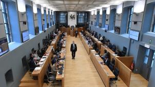 <p>Der Plenarsaal des wallonischen Regionalparlamentes in Namur, wo 75 Abgeordnete tagen, sechs davon aus dem zweisprachigen Wahlkreis Verviers.</p>