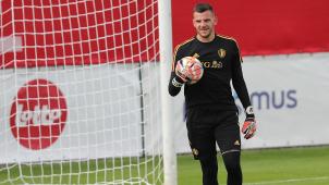 <p>AS-Torwart Hendrik Van Crombrugge bei der öffentlichen Trainingseinheit am Dienstag.</p>