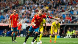 <p>Kapitän Sergio Ramos brachte Spanien durch einen Elfmeter mit 1:0 in Führung.</p>