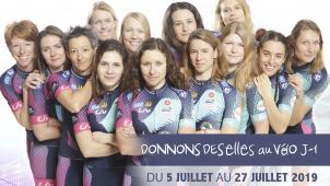 <p>Jacqueline Lejoly (ganz links) und ihre zwölf Mitstreiterinnen kämpfen für mehr Frauen im Radsport.</p>