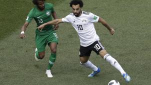 <p>Mohamed Salah (rechts) im Trikot der ägyptischen Nationalmannschaft</p>