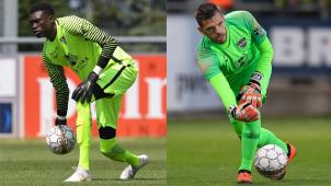 <p>Sind zwischen den Pfosten zu Hause: Babacar Niasse und Hendrik Van Crombrugge.</p>