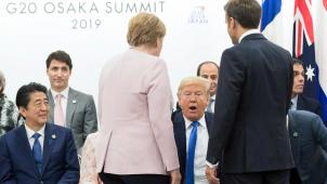 <p>Shinzo Abe, Premierminister von Japan, die deutsche Bundeskanzlerin Angela Merkel, US-Präsident Donald Trump und Frankreichs Präsident Emmanuel Macron (v.l.n.r.) beim G20-Gipfel.</p>