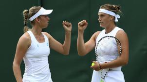<p>Elise Mertens und Aryna Sabalenka stehen im Doppel-Viertelfinale von Wimbledon.</p>
