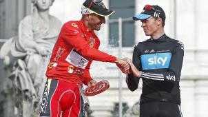 <p>Juan Cobo (links) musste seinen Vuelta-Sieg an Chris Froome (rechts) abtreten.</p>