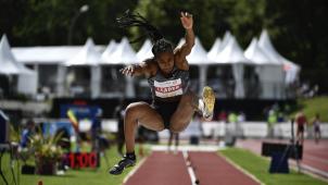 <p>Nafi Thiam sicherte sich beim Meeting in Talence den Landesrekord im Weitsprung.</p>