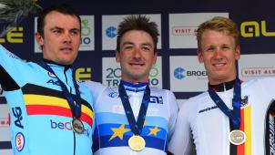 <p>Yves Lampaert (l.) musste sich Elia Viviani geschlagen geben.</p>