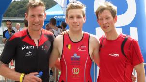 <p>V.l.: Stephan Schwall (15. Duathlon), Fabian Connotte (9. Duathlon) und Christoph Gallo (Sieger Lauf und 13. beim Duathlon)</p>