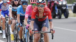 <p>Dylan Teuns (vorne) ist neuer Vuelta-Gesamtspitzenreiter.</p>